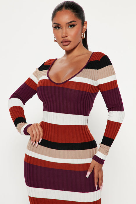 Striped dress fashion nova sale