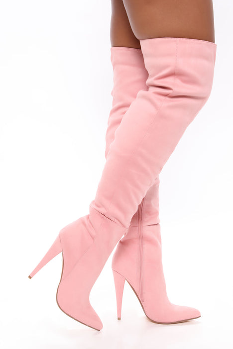 Return To Sender Over The Knee Boot - Blush