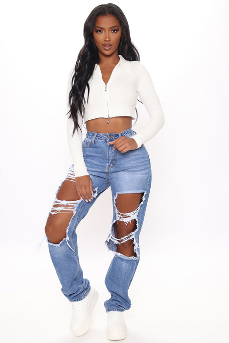Ripped cropped sweater clearance