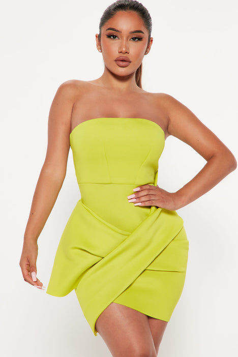 Lime green dress fashion nova cheap