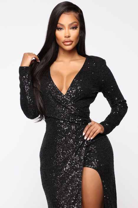 Black deals shine dress