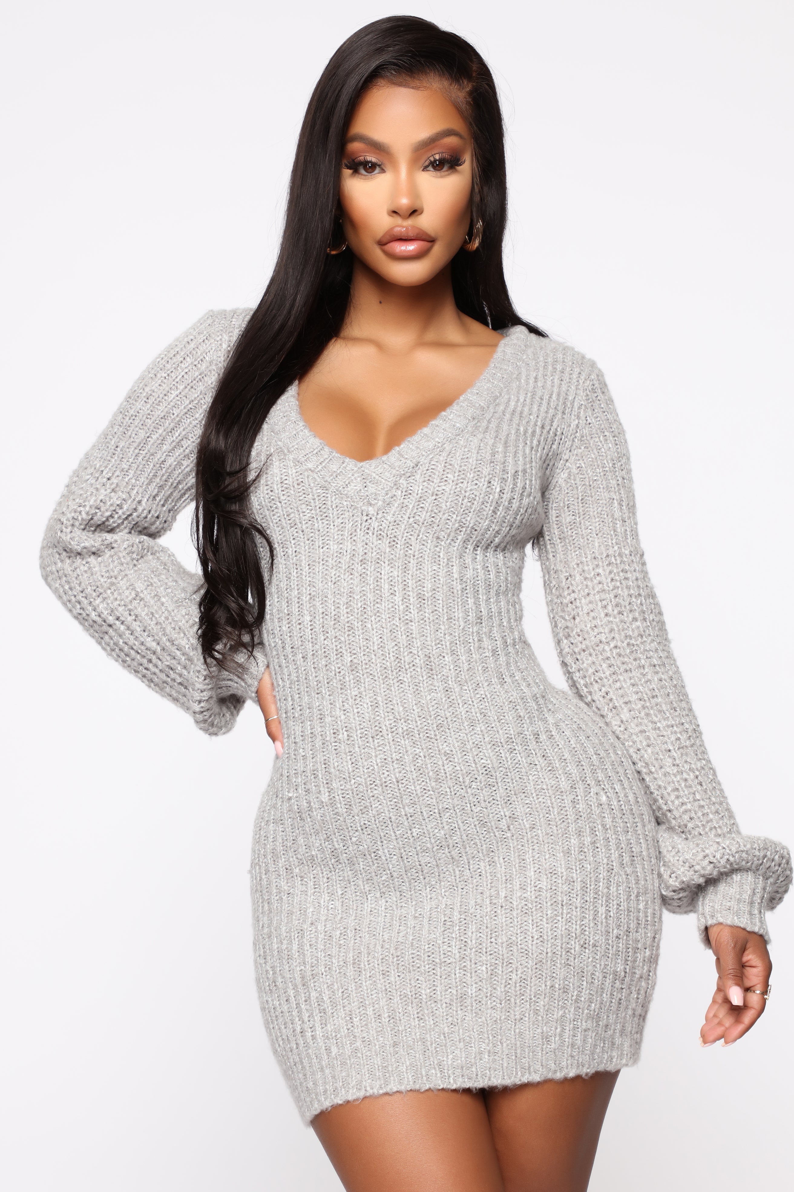 More Than A Sweetheart Sweater Dress Heather Grey Fashion Nova