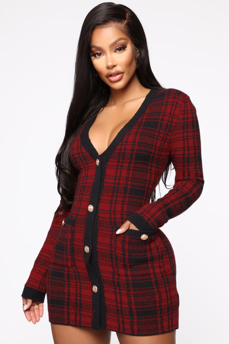 Red and clearance black gingham dress
