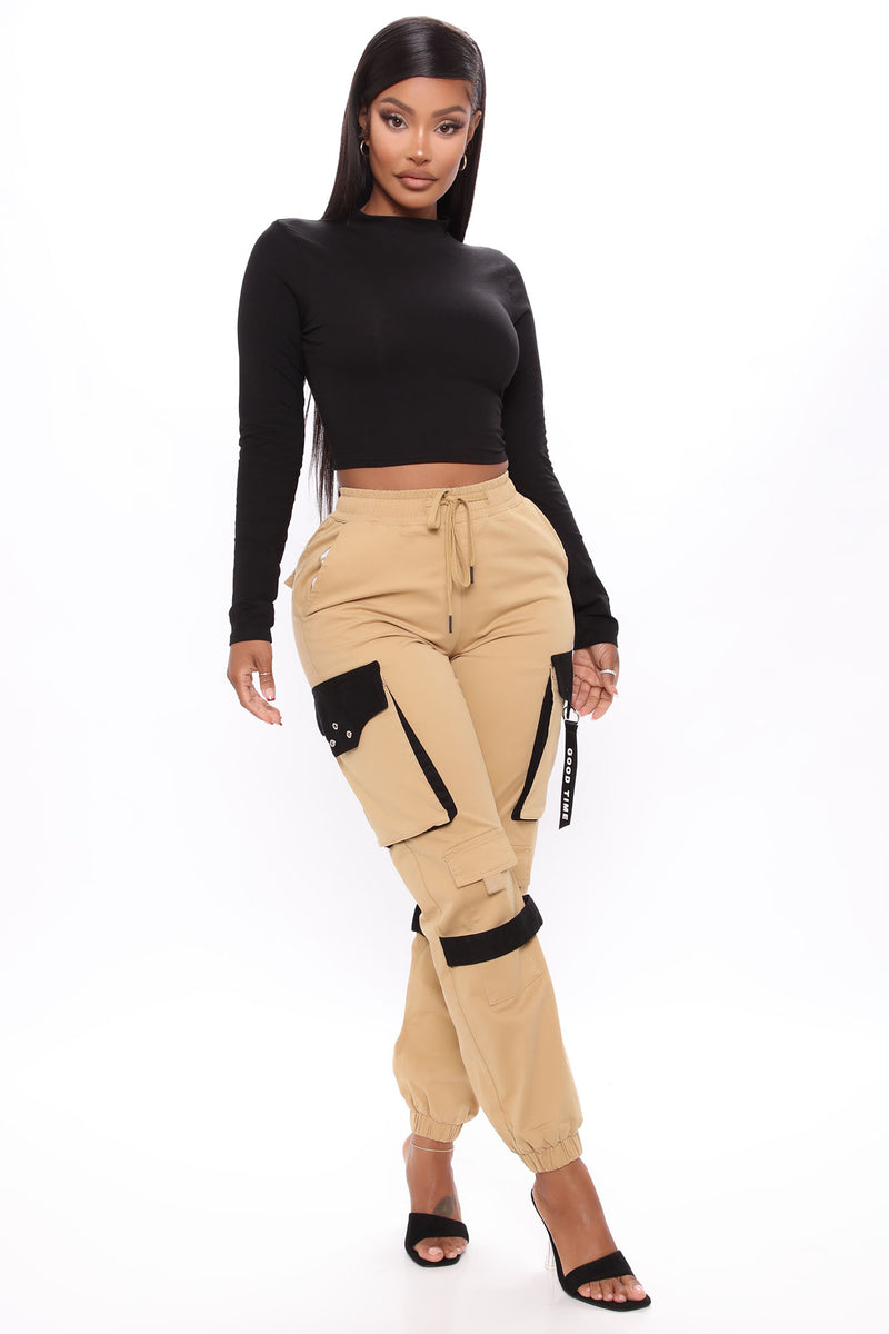 Melanie Long Sleeve Mock Neck Crop Top - Black | Fashion Nova, Basic ...