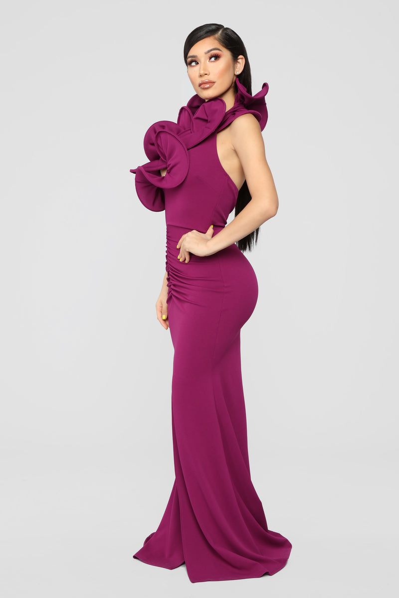 Cue The Paparazzi Ruched Maxi Gown - Violet | Fashion Nova, Luxe ...