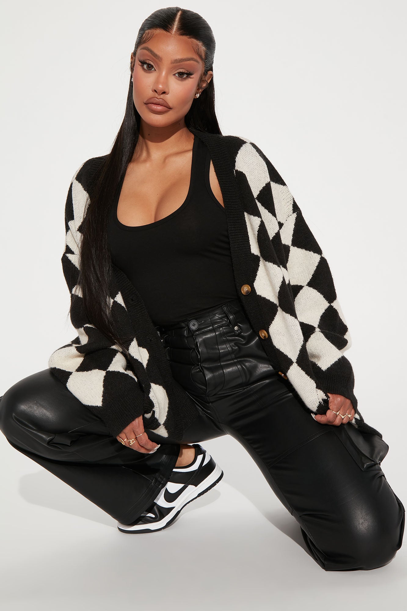 Black and new arrivals white check cardigan