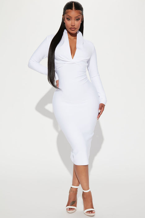 Ladies white shop long sleeve dress