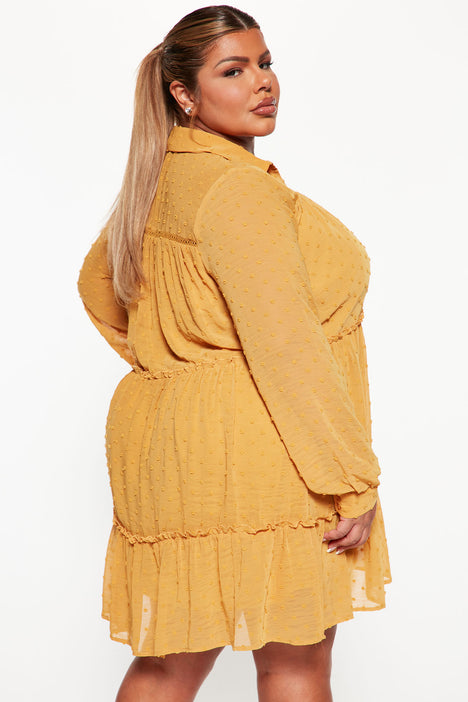 Mustard yellow sales dress fashion nova