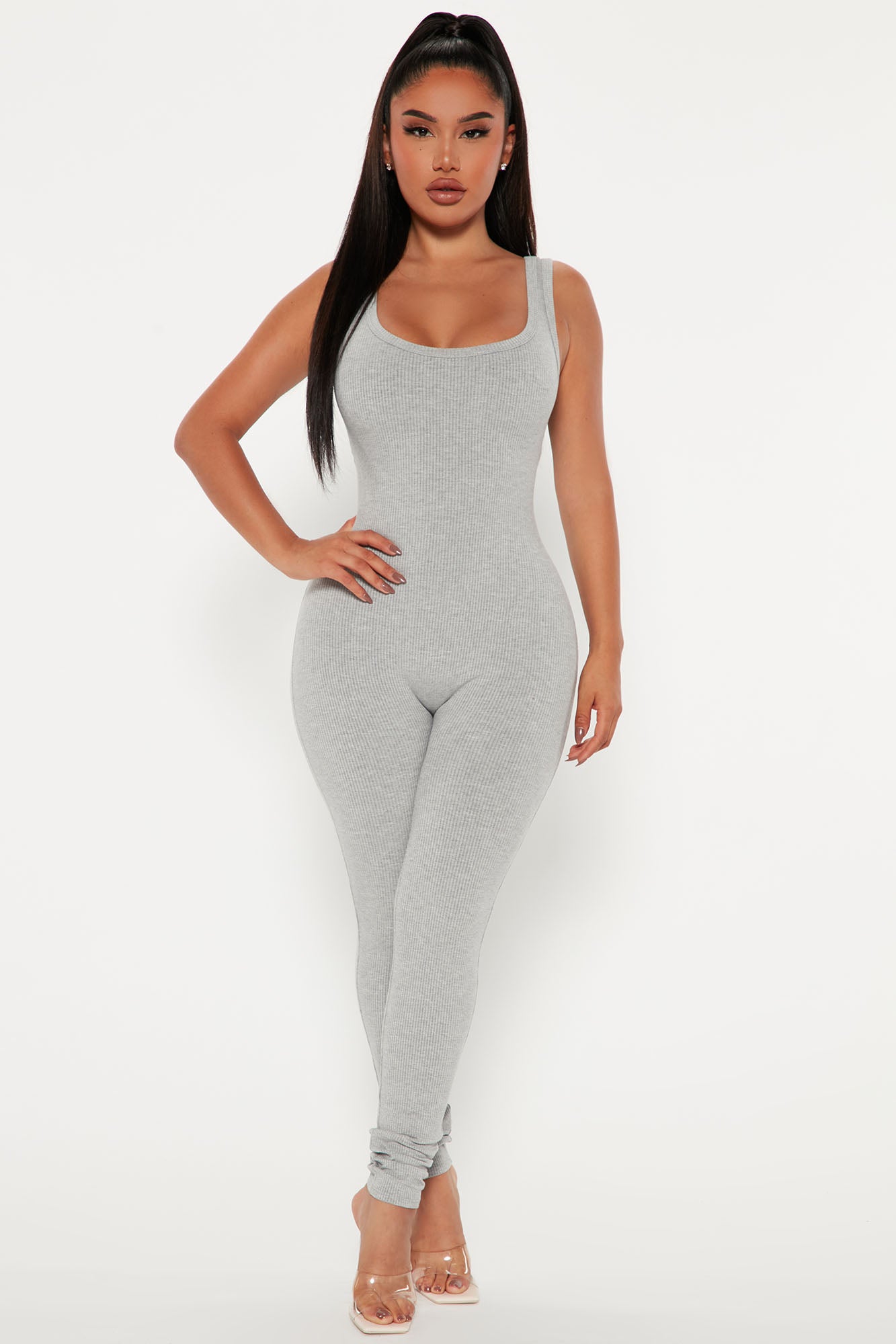 Grey jumpsuit best sale fashion nova