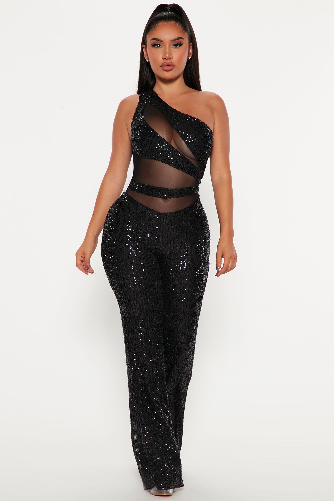 Just A Party Sequin Jumpsuit - Black, Fashion Nova, Jumpsuits