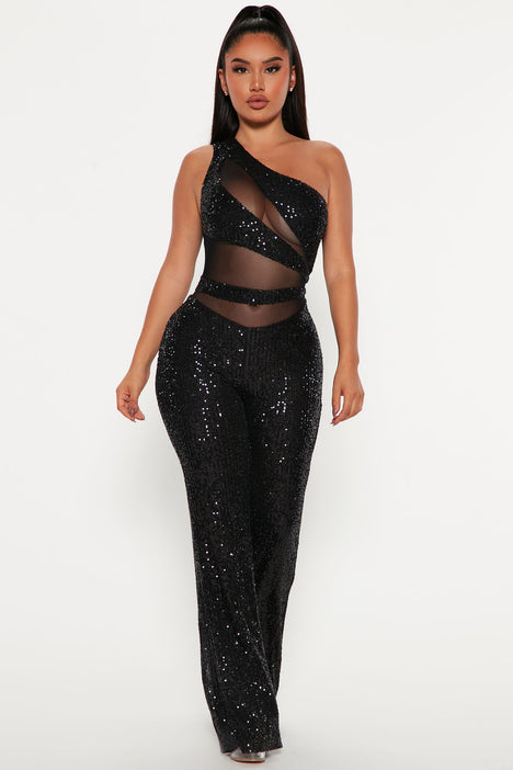 Black sequin jumpsuit fashion nova outlet