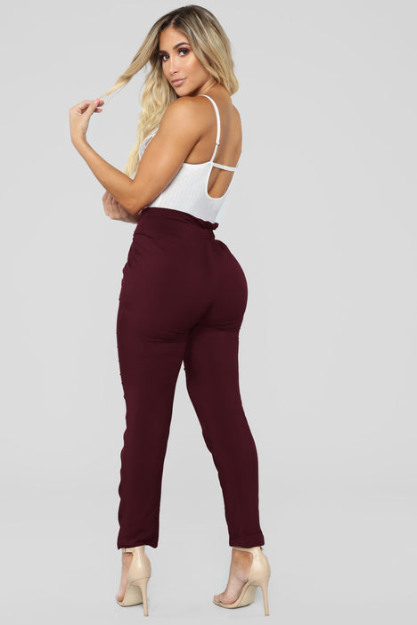Burgundy paperbag outlet pants