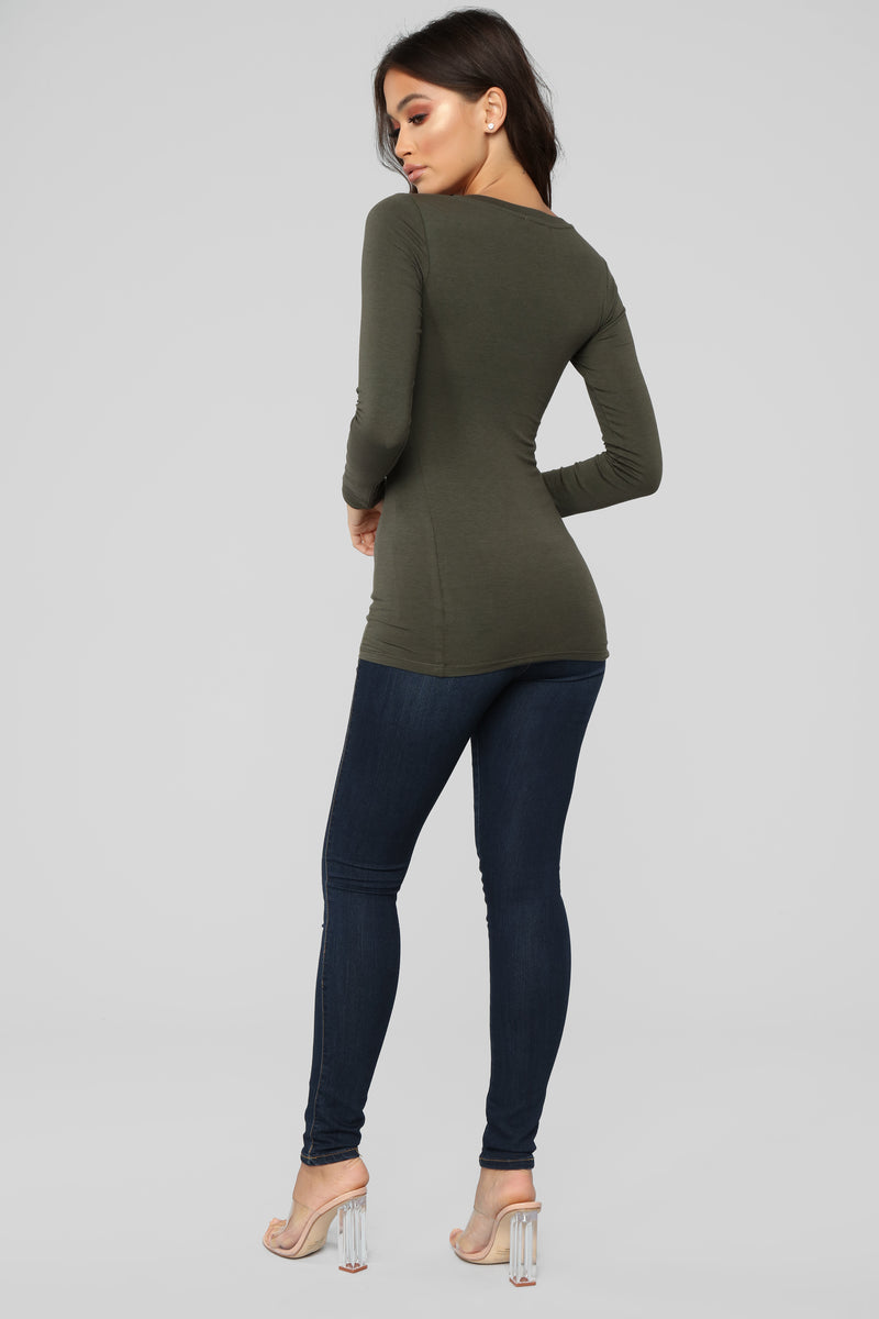 Briana Long Sleeve Top - Olive | Fashion Nova, Basic Tops & Bodysuits ...