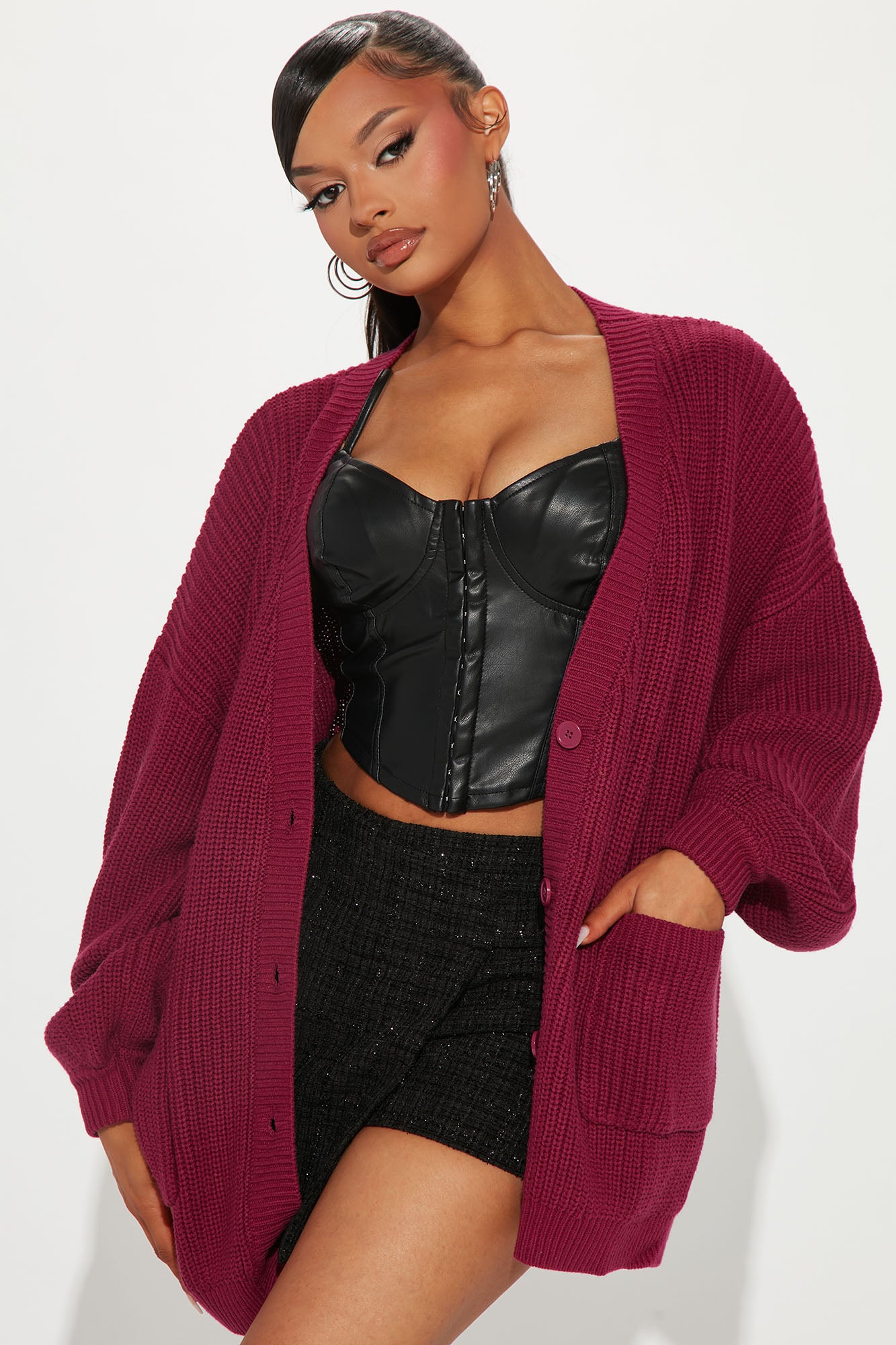 Purple hotsell boyfriend cardigan