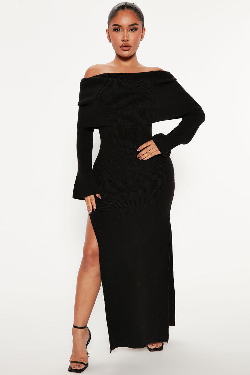 Grab Some Coco Sweater Maxi Dress - Black | Fashion Nova, Dresses ...