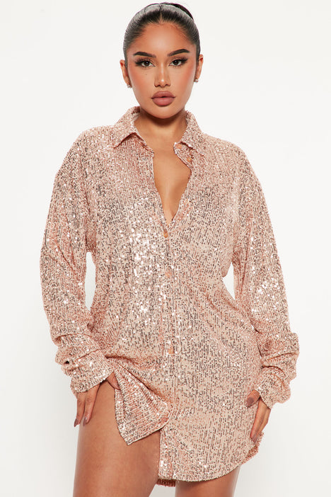 Rose gold sequin dress fashion 2025 nova