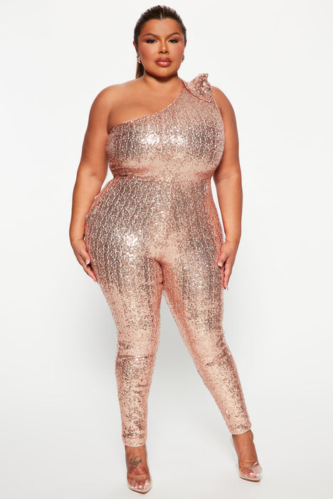 Plus size rose gold jumpsuit top
