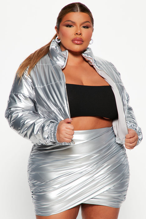 Plus size shop silver jacket