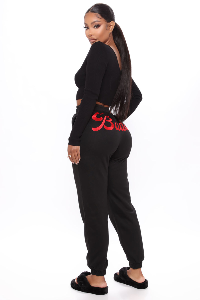 Your Favorite Baddie Sweatpants - Black/Red | Fashion Nova, Pants ...
