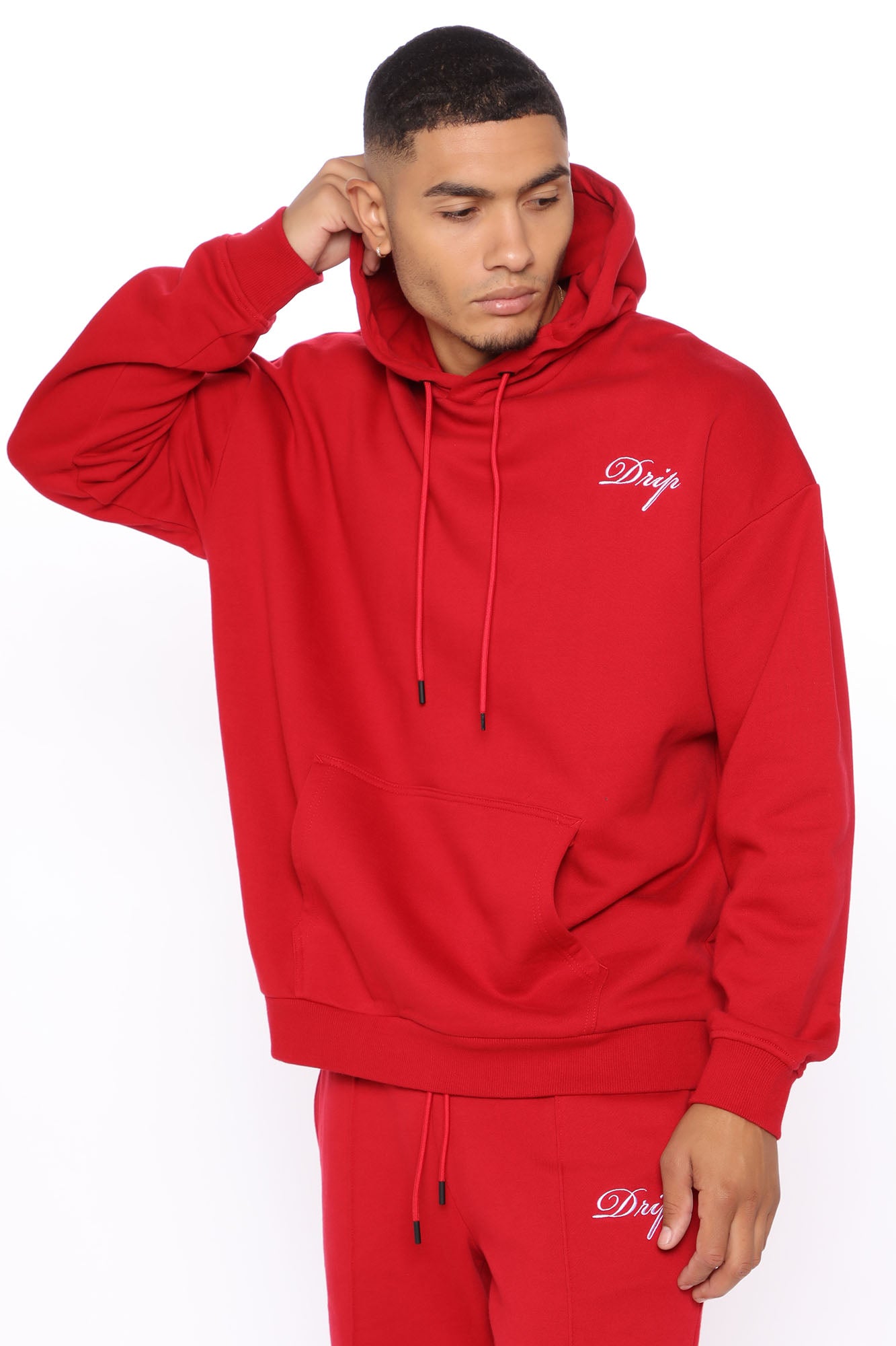 Nate Pullover Hoodie Red Fashion Nova Mens Fleece Tops
