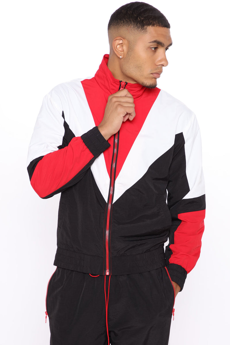 Banks Windbreaker Track Jacket - Red/combo | Fashion Nova, Mens Fleece ...