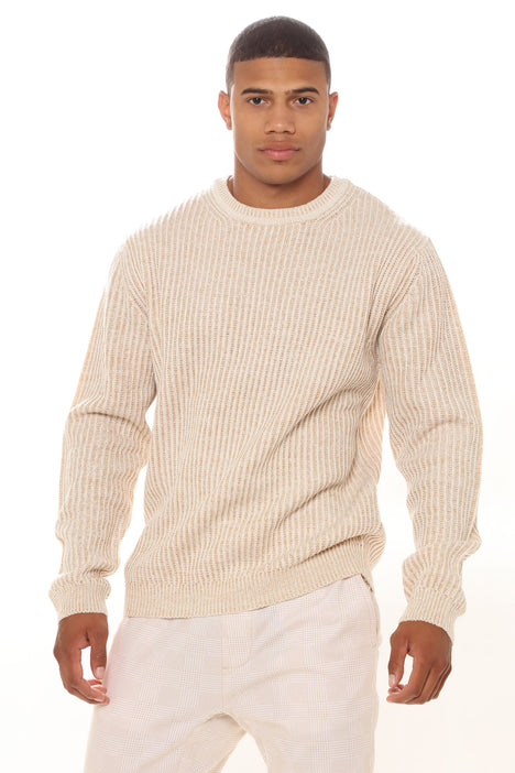 Heavy Ribbed Pullover Sweater Cream Fashion Nova Mens