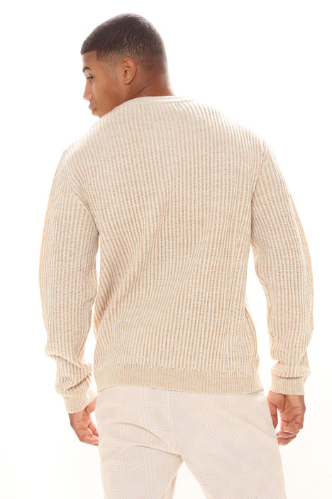Heavy Ribbed Pullover Sweater Cream