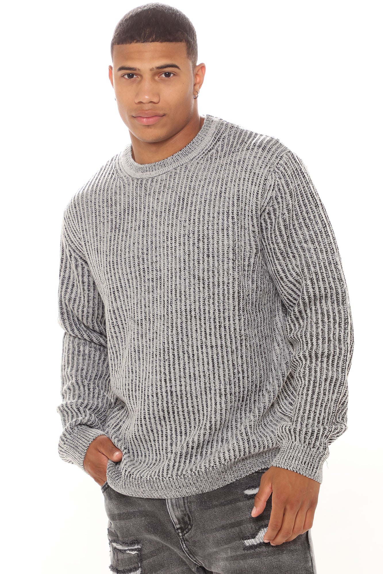 Grey best sale ribbed sweater