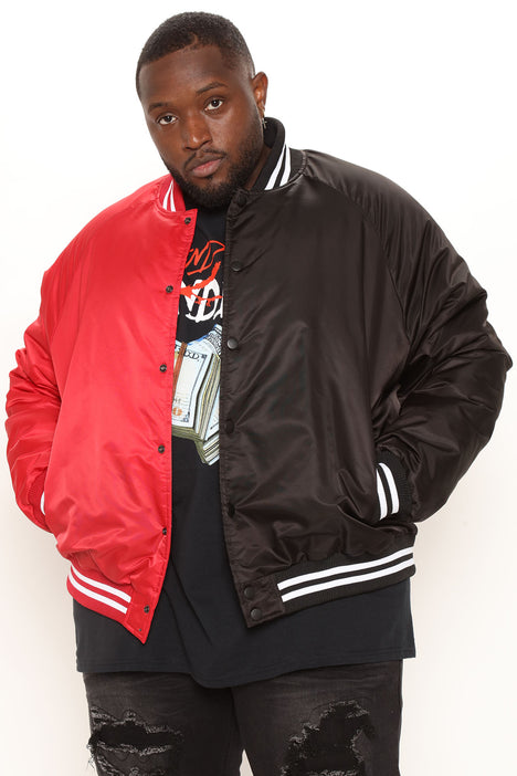 Split Bomber Jacket Black Red Fashion Nova Mens Jackets