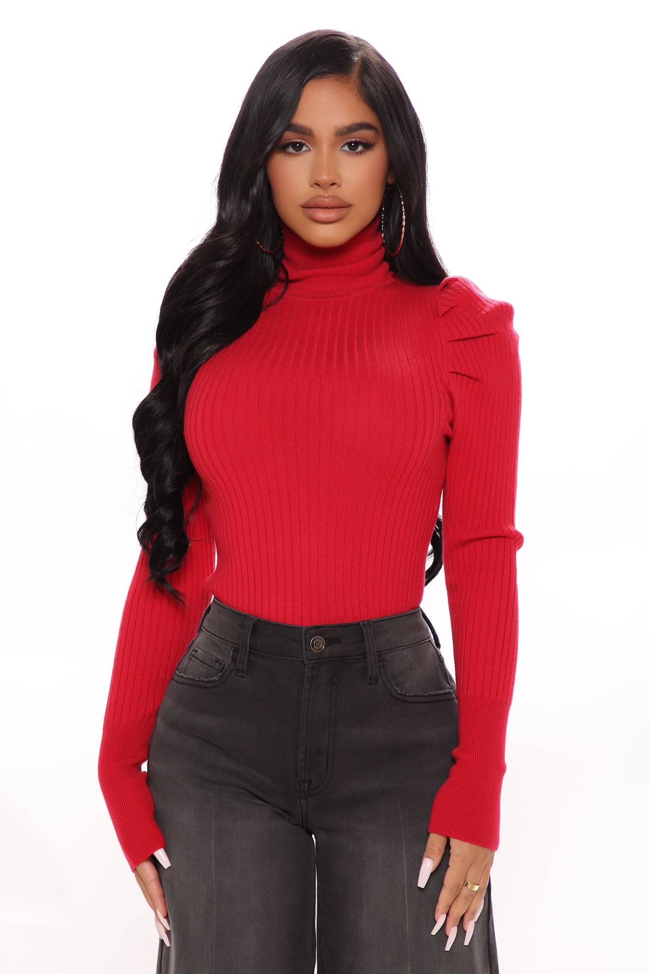 Red new arrivals turtleneck outfits