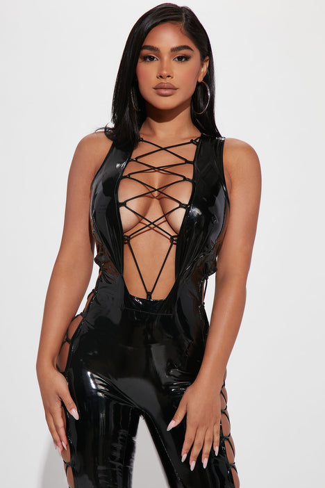 Fashion nova latex jumpsuit discount