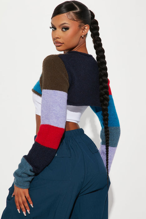 Cropped deals colorblock sweater