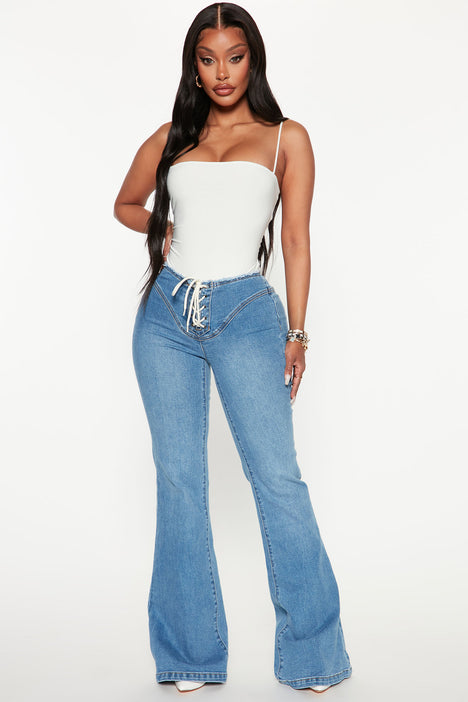 Lace up cheap jeans fashion nova