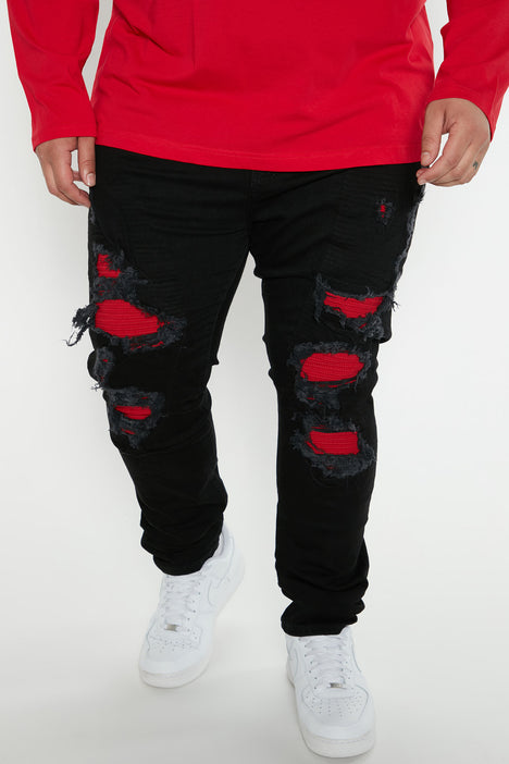Red and black shop jeans