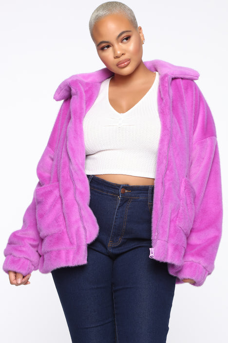 Fuzzy purple jacket store