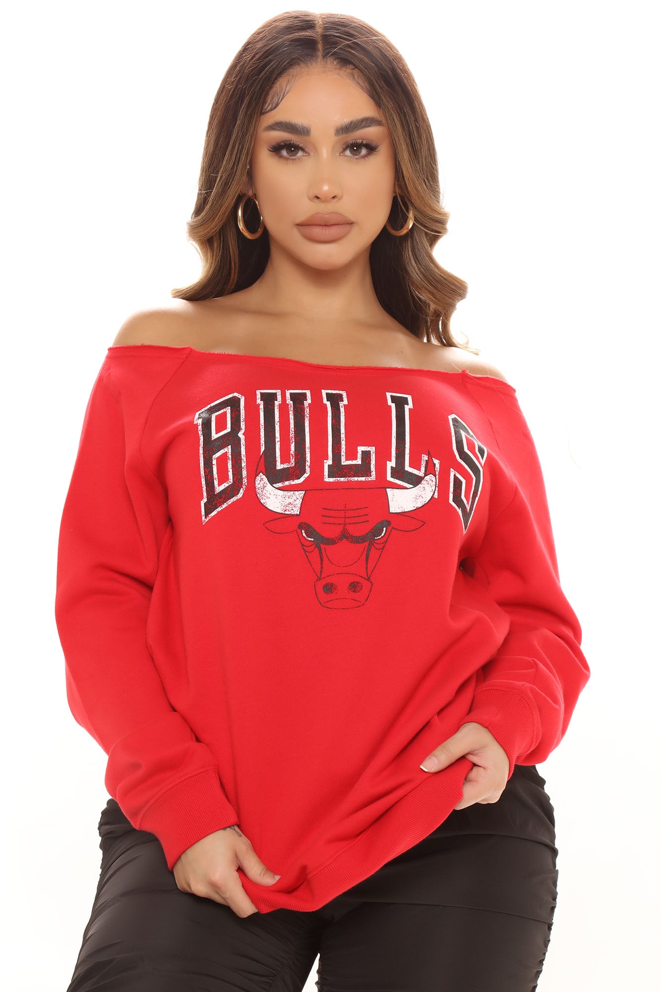 Off the shop shoulder graphic sweatshirt