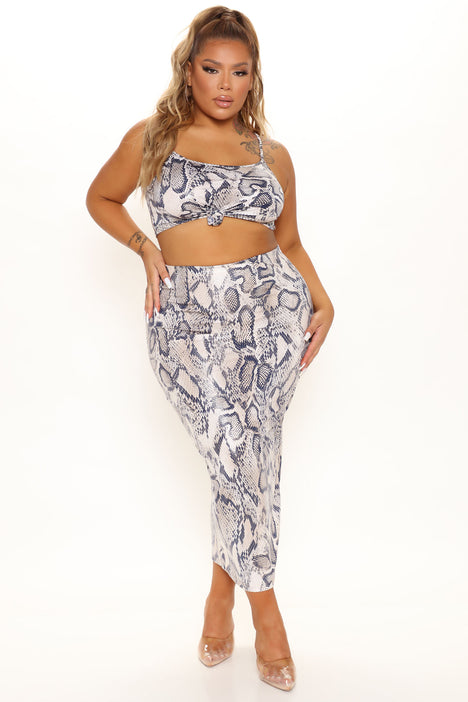 Queen Cobra Skirt Set Taupe Combo Fashion Nova Matching Sets