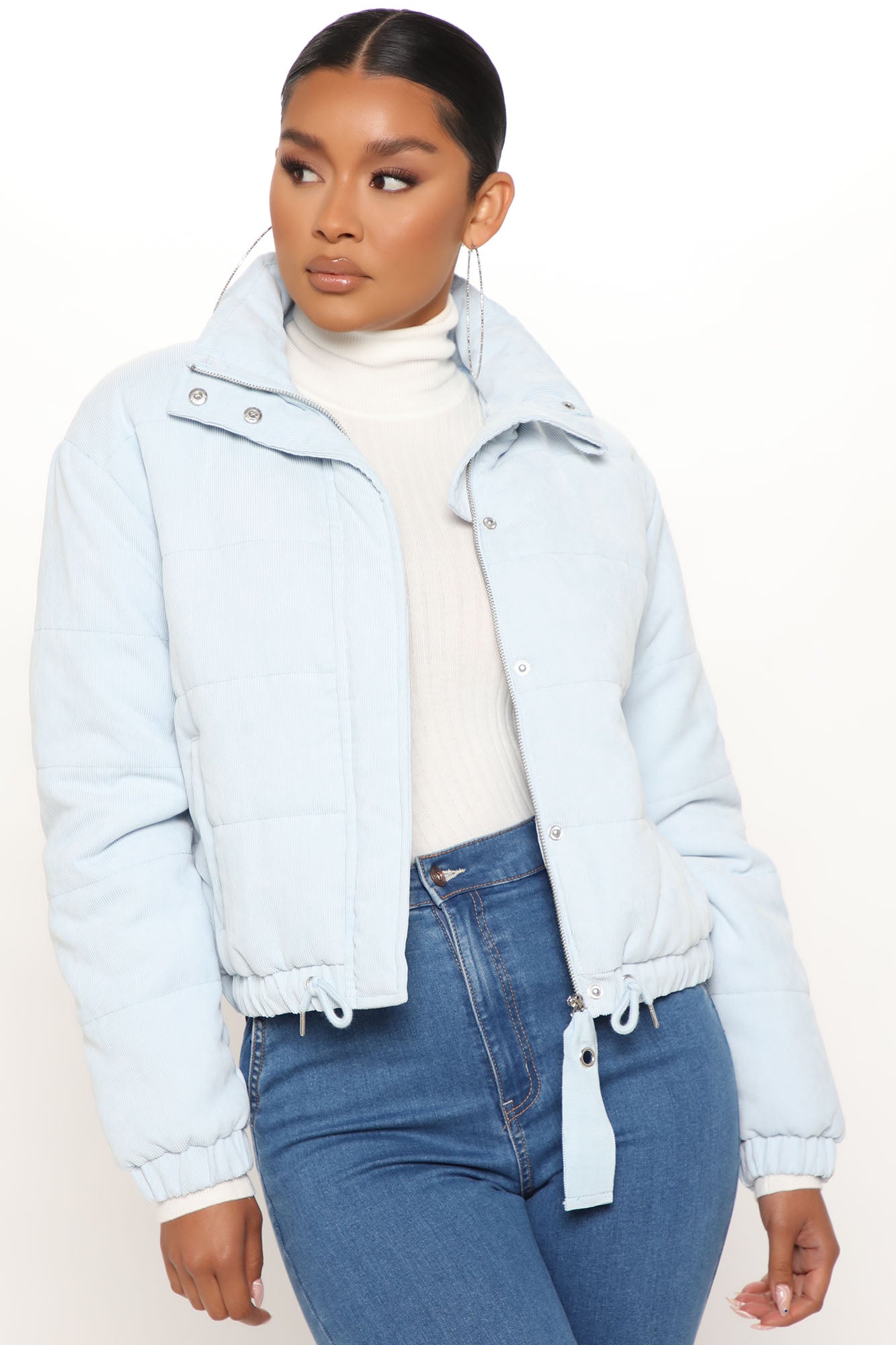 Cover Your Tracks Puffer Jacket - Light Blue