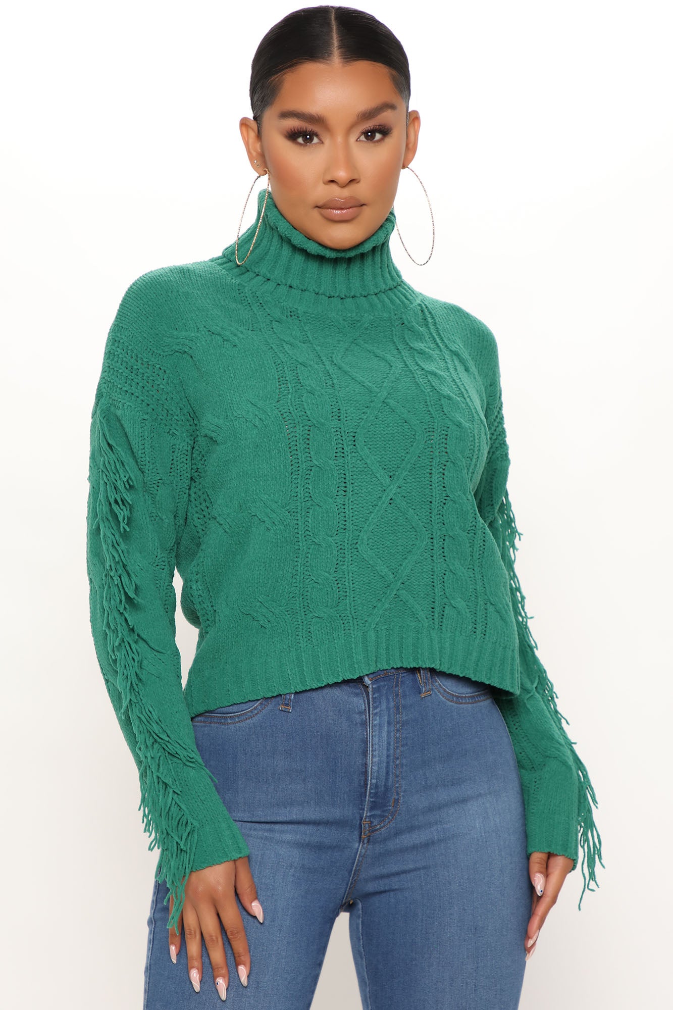 Feel My Warmth Turtleneck Sweater Kelly Green