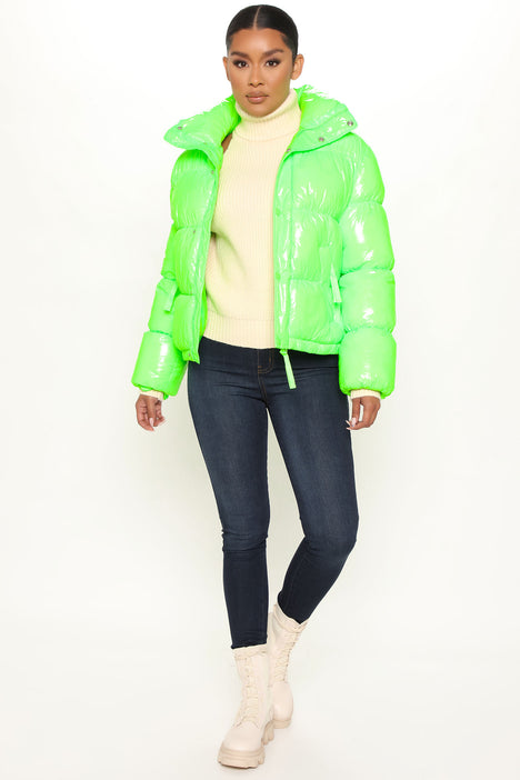 What A View Puffer Jacket Neon Green Fashion Nova Jackets