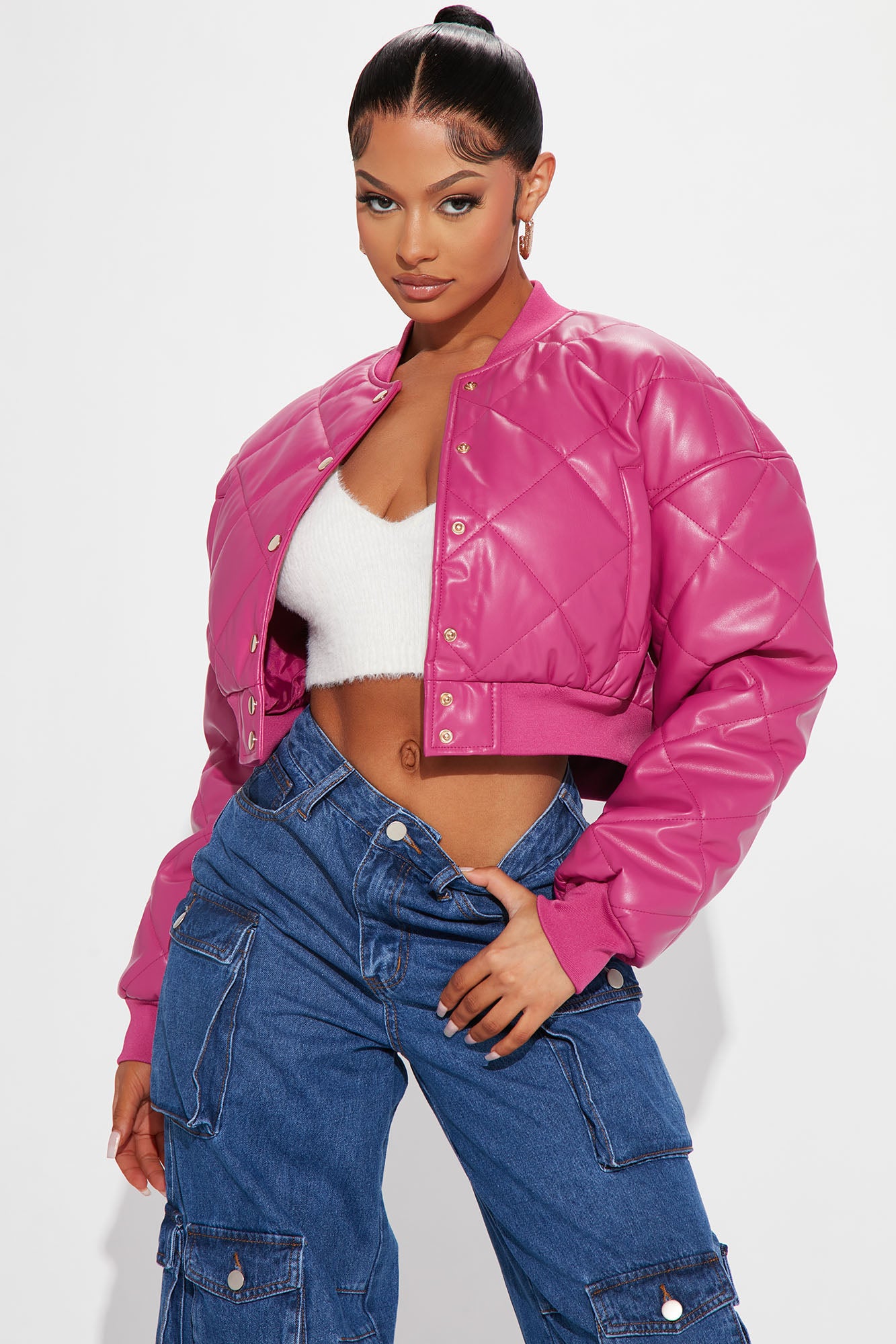 That Girl Quilted Jacket Fuchsia