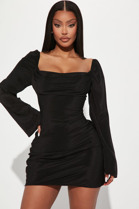 Fashion nova long sales sleeve black dress