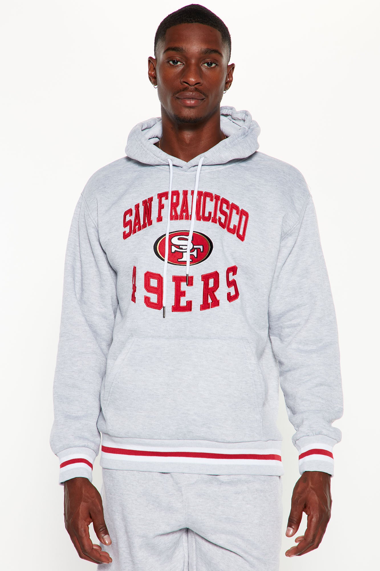 San Francisco 49ers Yarn Dye Hoodie - Heather Grey