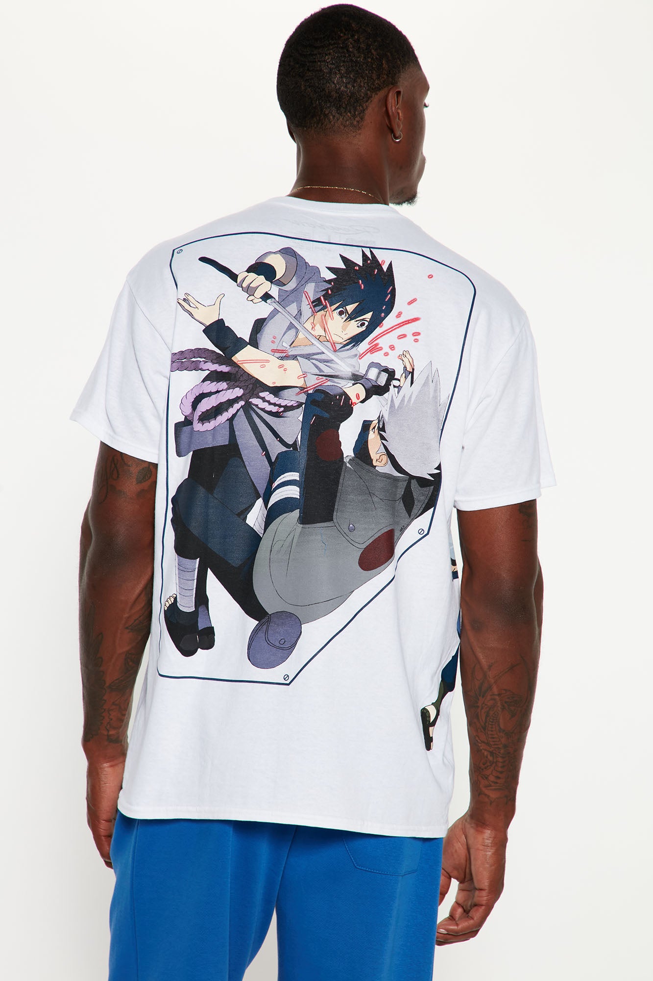 Naruto Sasuke vs. Kakashi Short Sleeve Tee White Fashion Nova