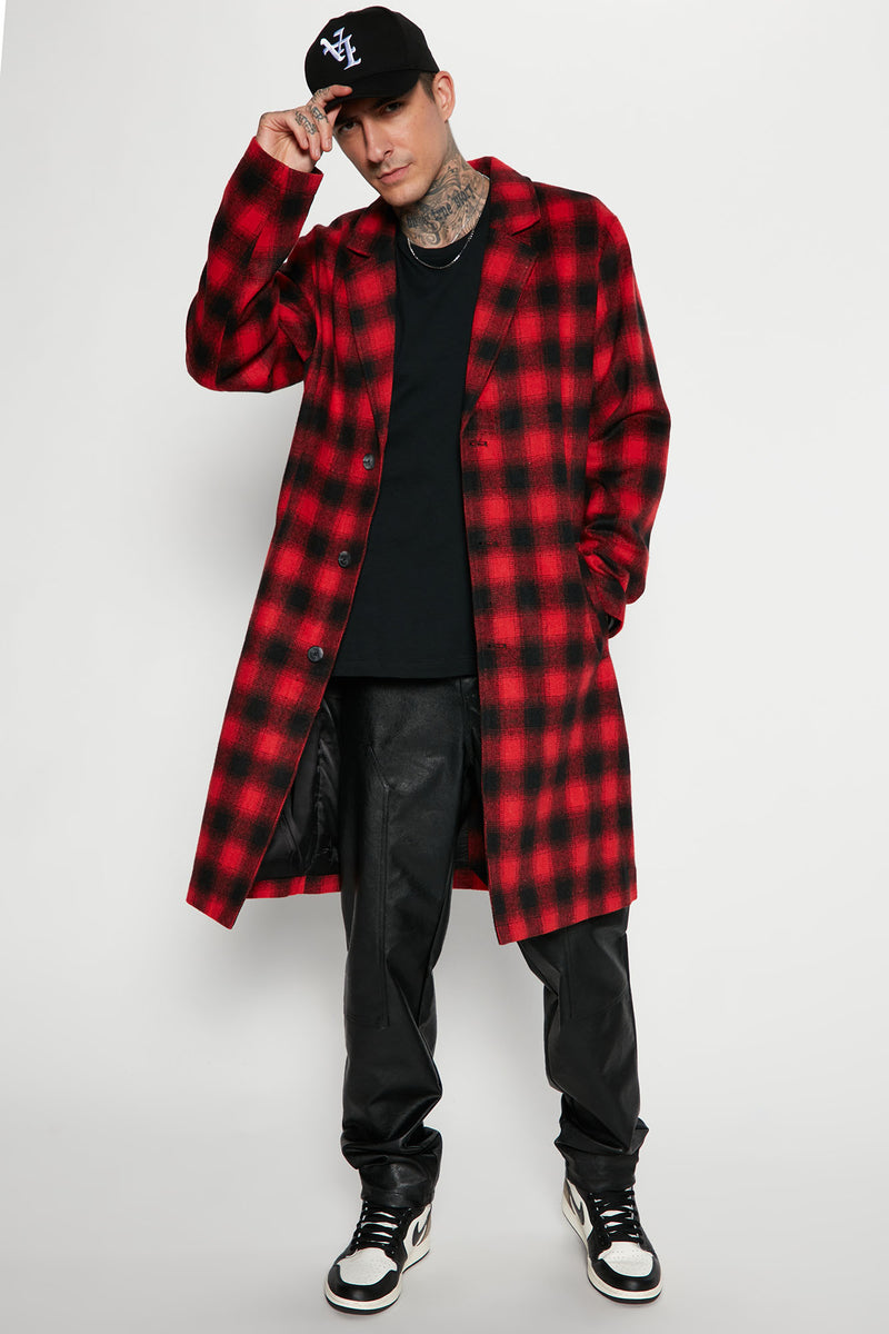 Structured Long Coat - Red/Black | Fashion Nova, Mens Jackets | Fashion ...
