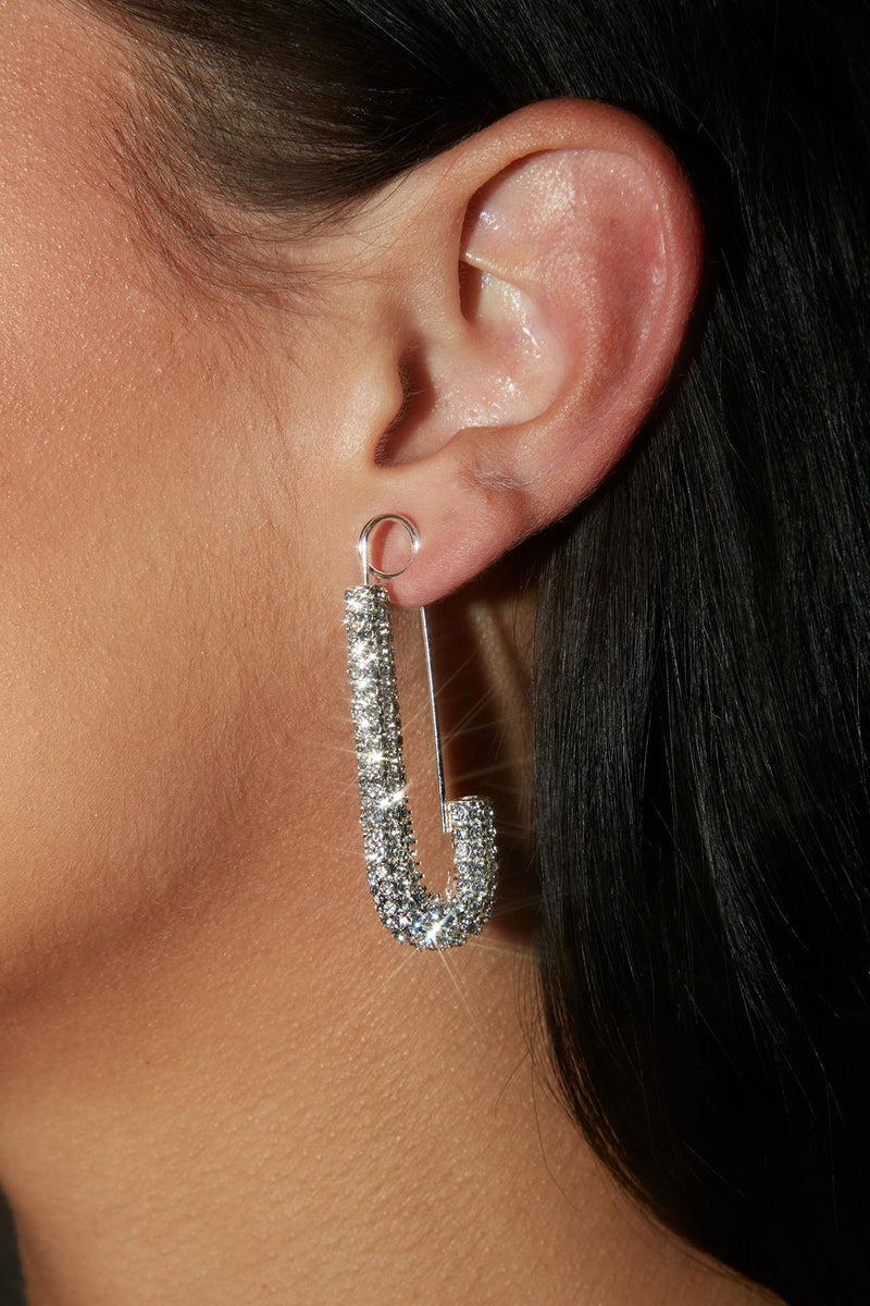 Keeping You Safe Earrings Silver Fashion Nova, Jewelry Fashion Nova