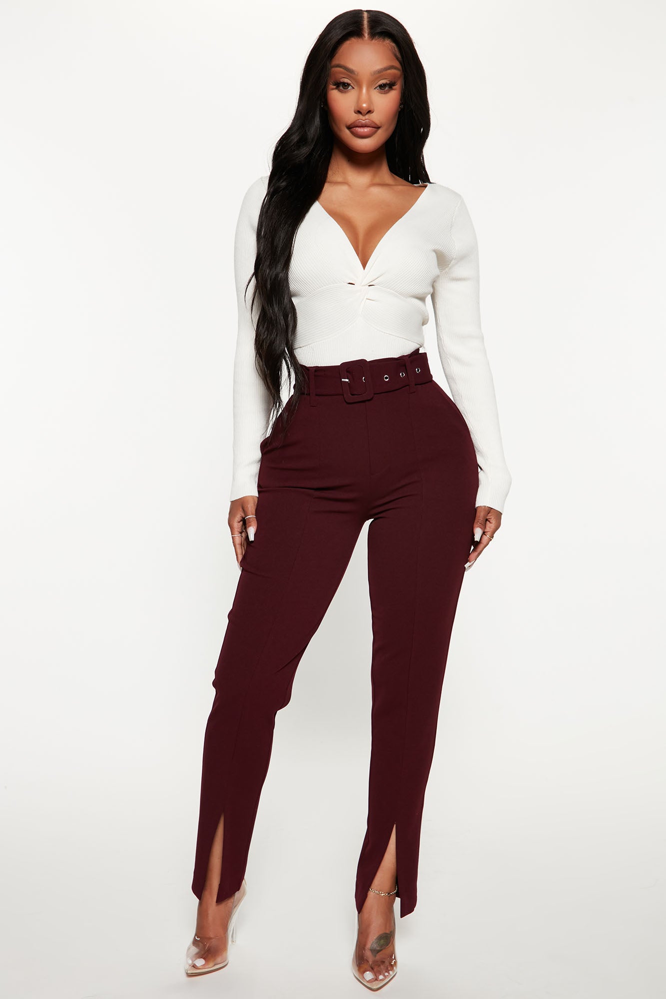 Burgundy sales pants women