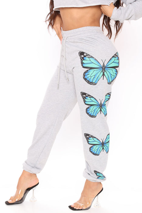 Vibrant Soul Butterfly Sweatpants Heather Grey Fashion Nova