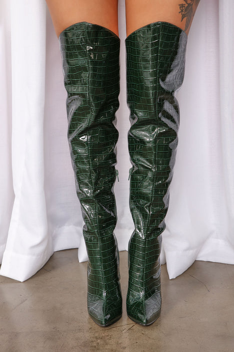 Green over the hotsell knee boots