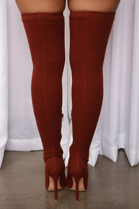 Rust thigh cheap high boots